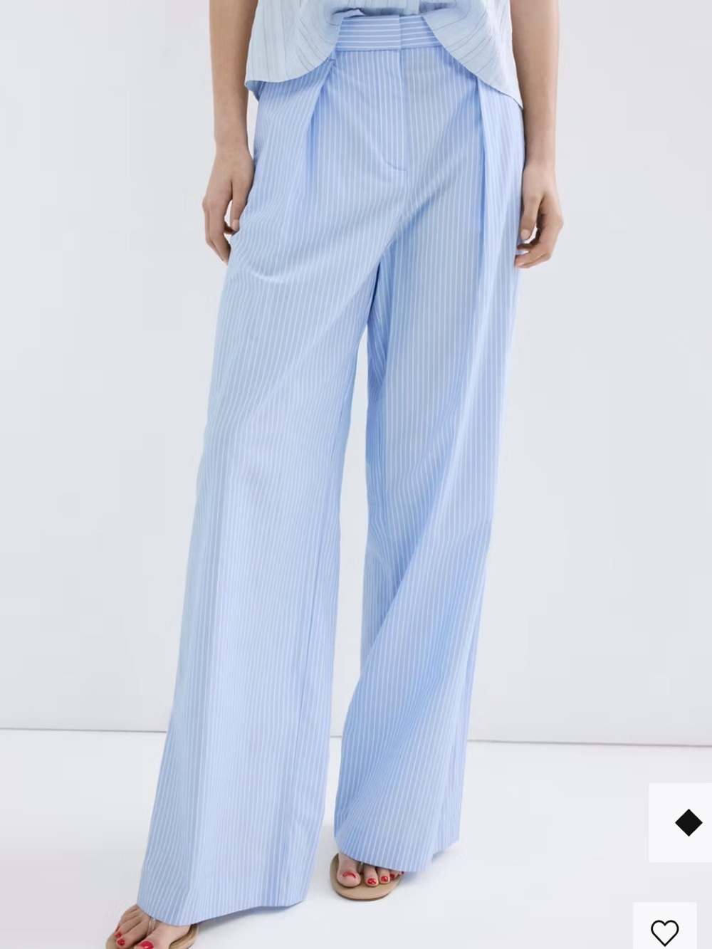 Mango Light Blue Pinstripe Wide Leg Chinos PINSTRIPE LYOCELL PANTS 9072